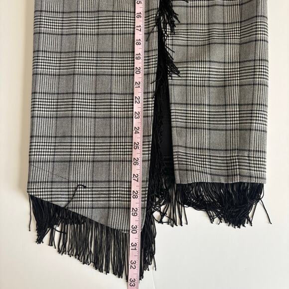 Dylan Lex Wrap Midi Skirt Black Plaid Fringe Trim Preppy Asymmetric Size Small - Picture 6 of 9